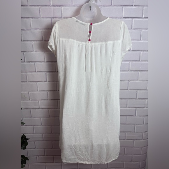 WEST 36 White mini Dress with Pink Embroidery/size M - Picture 7 of 9